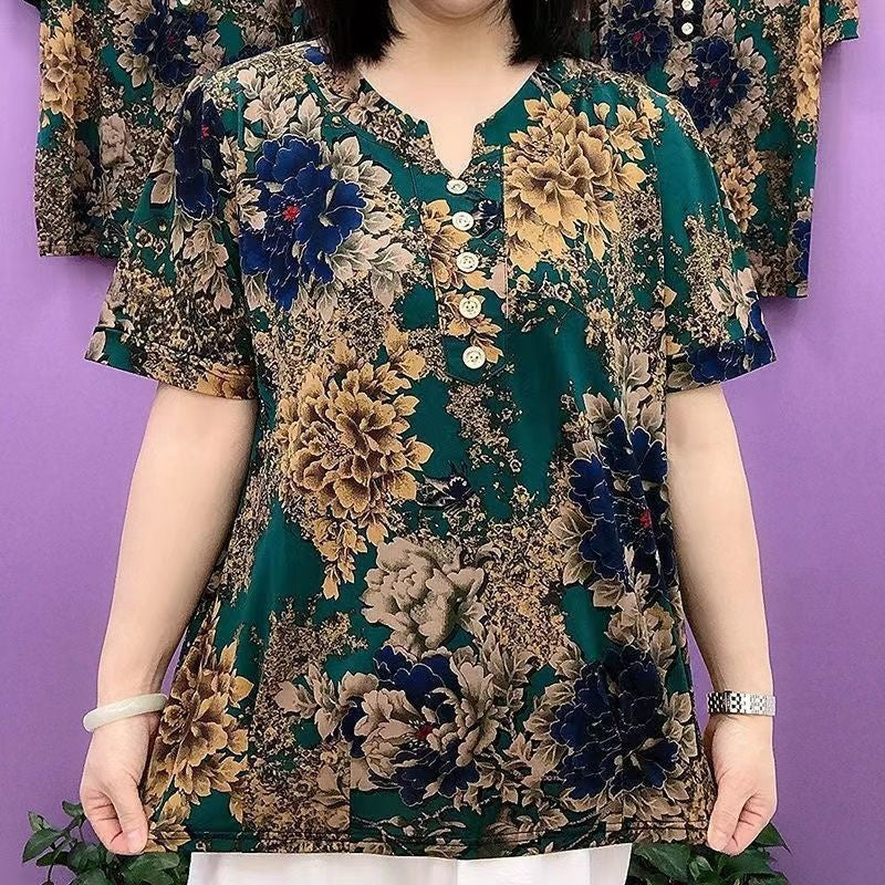 🌟【L-5XL】Mâneci scurte subțiri imprimate de înaltă calitate pentru femei