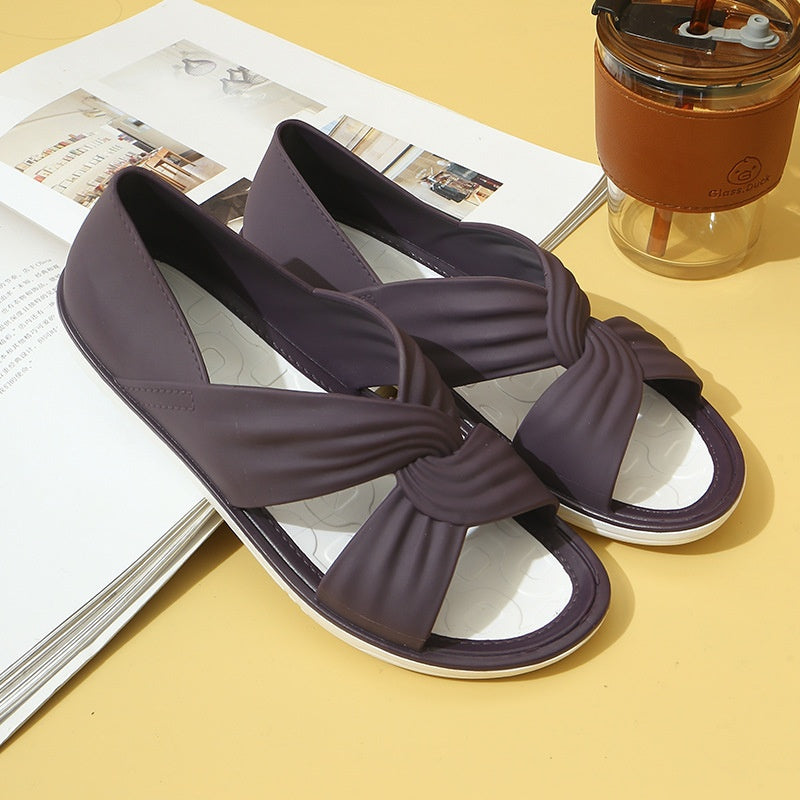 【Cumpără 1 primești 1 gratis】【36-41】Sandale plate cu curele încrucișate ușoare pentru damă - pantofi casual de vară cu design decupat