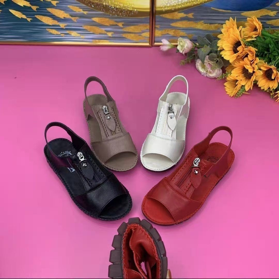 【35-43】2024 New Sandale noi Flat plat din piele naturală moale non-alunecare Soft Sole pantofi