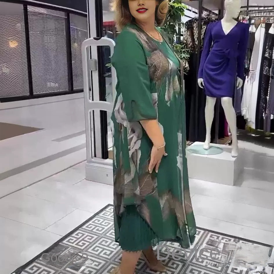 【S-5XL】 2024 noua rochie verde florala