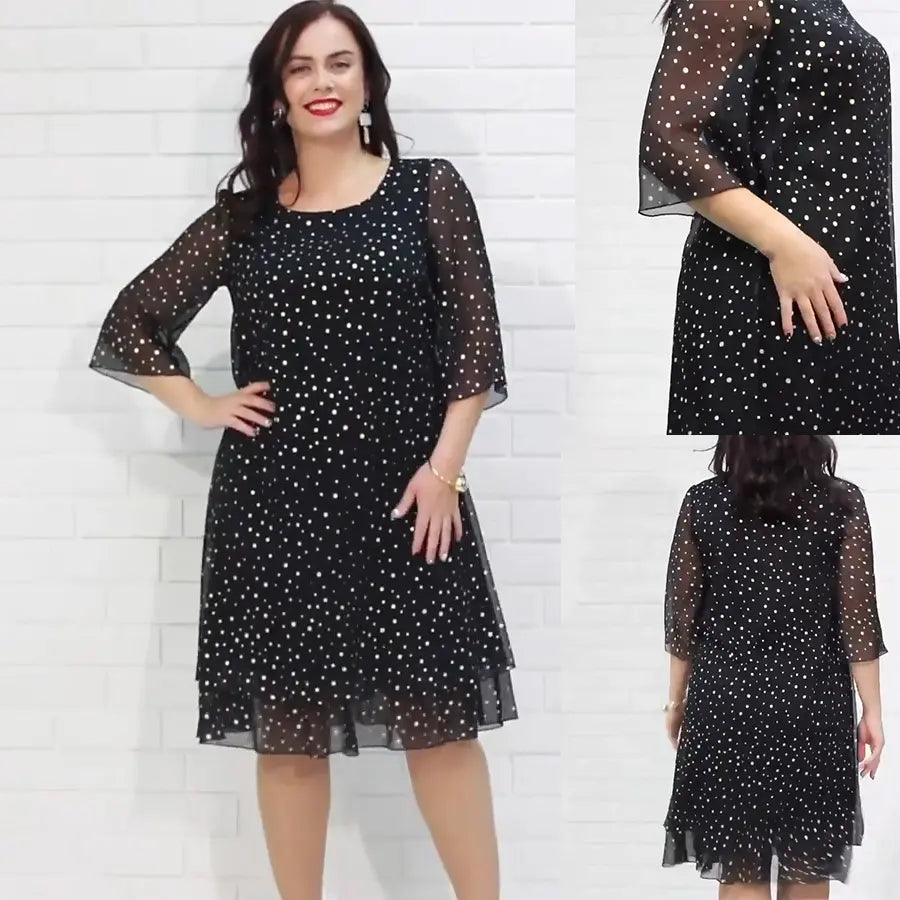 【S-5XL】❤️2024 Rochie nouă cu buline alb-negru