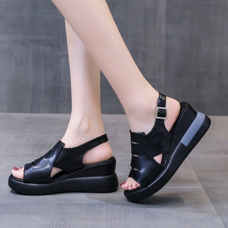 š„ć35-42ćRetro Soft Sole Slope Heel Sandale