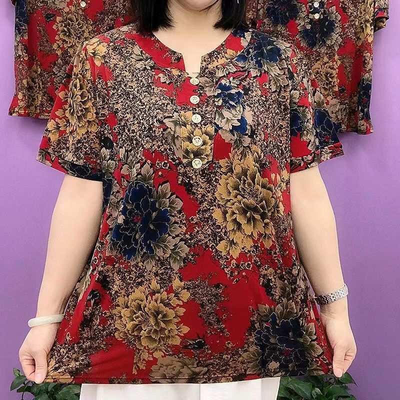 🌟【L-5XL】Mâneci scurte subțiri imprimate de înaltă calitate pentru femei