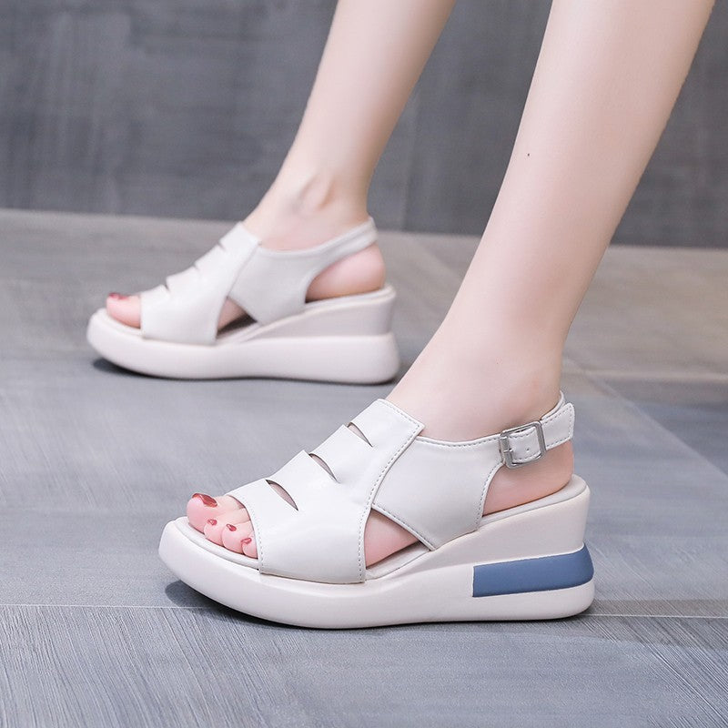 š„ć35-42ćRetro Soft Sole Slope Heel Sandale
