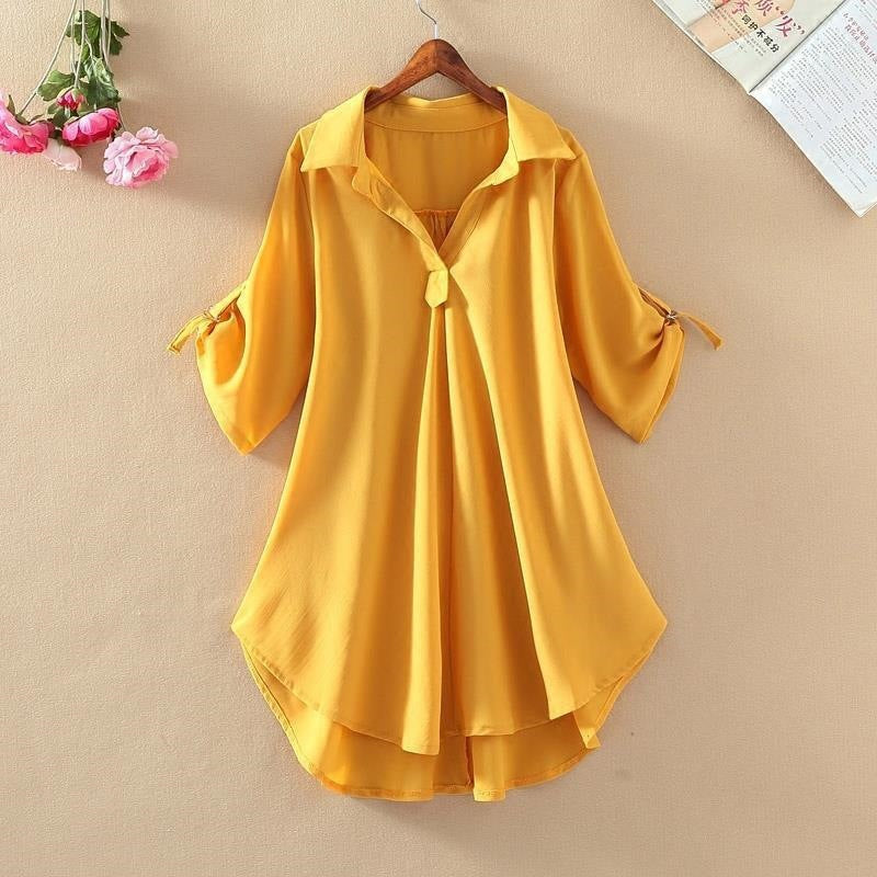 💗【50%OFF】💗【S-4XL】2024 Cămașă largi de mărime mare pentru femei, de culoare uni