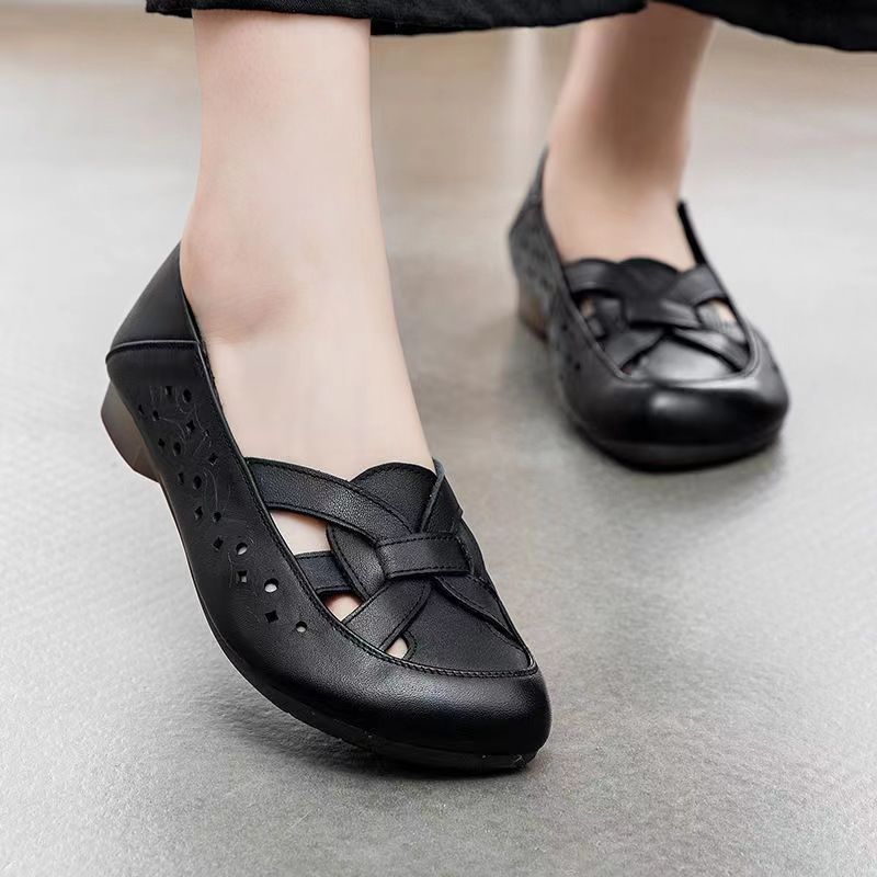 【35-40】Pantofi pentru femei cu talpă confortabilă din piele de vacă cu fețe moi