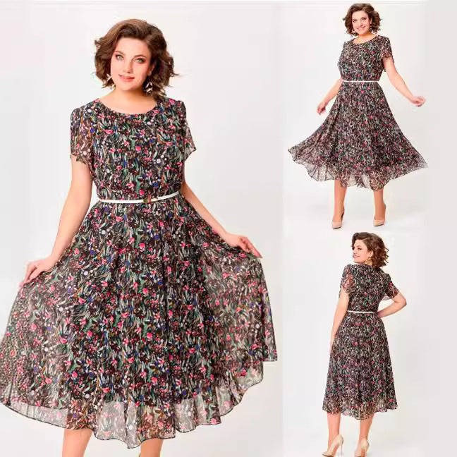 【S - 5XL】Rochie vintage imprimata eleganta
