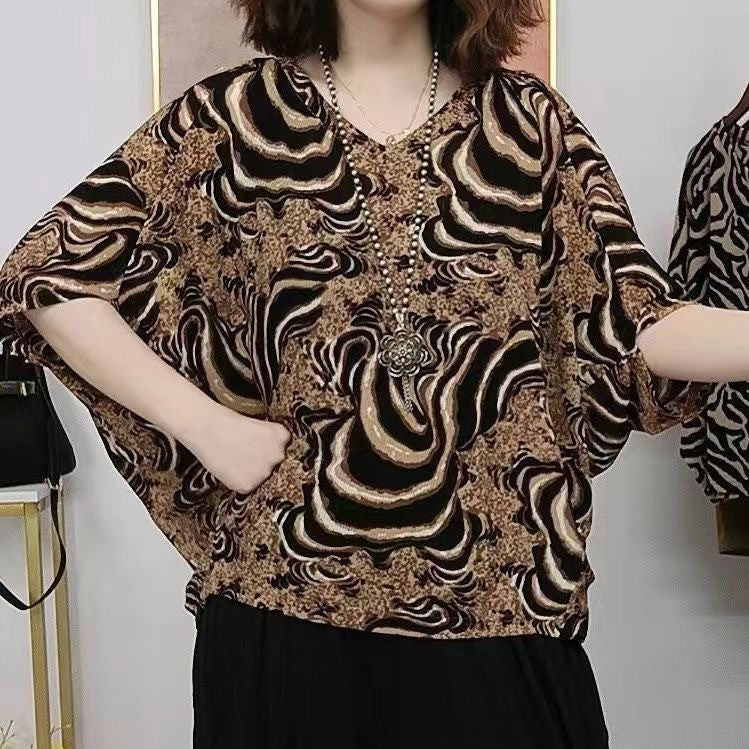 【💥50%OFF】 (40kg-110kg) 2024 tricou popular la modă cu mânecă mijlocie pentru reducerea vârstei, acoperirea pielii și slăbire