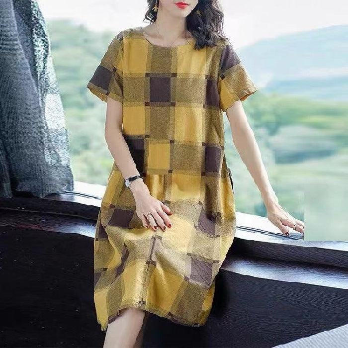 💞【Cumpără 1 primești 1 gratis】✨【M-4XL】Noua rochie cu imprimeu in carouri, eleganta si la moda