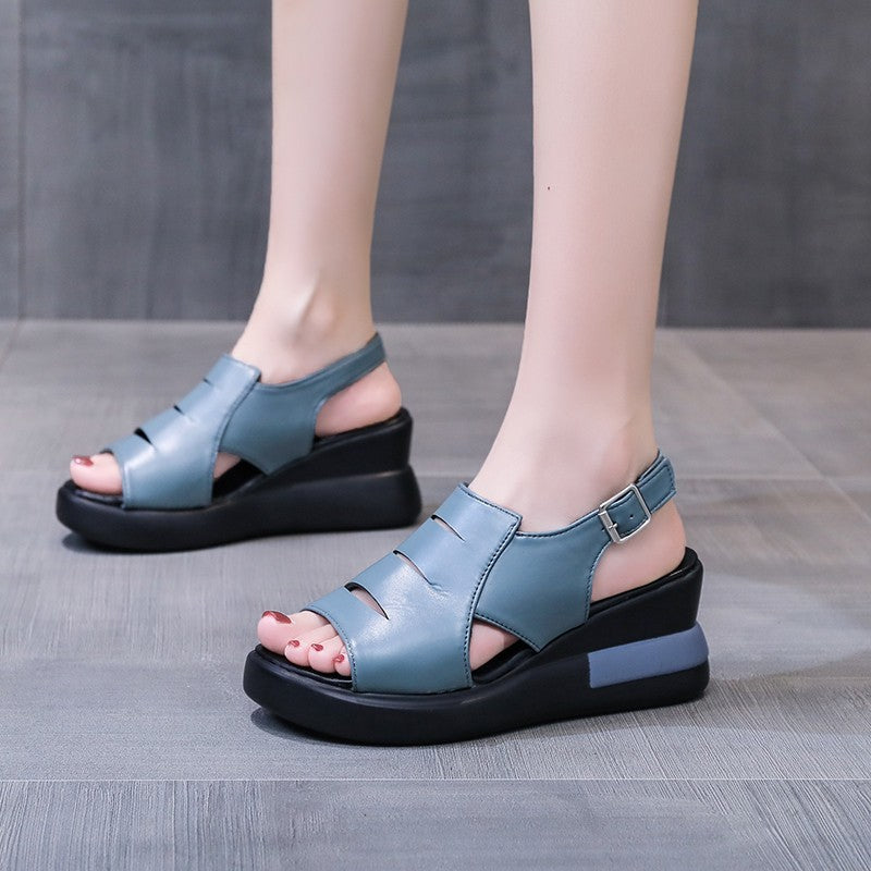 š„ć35-42ćRetro Soft Sole Slope Heel Sandale