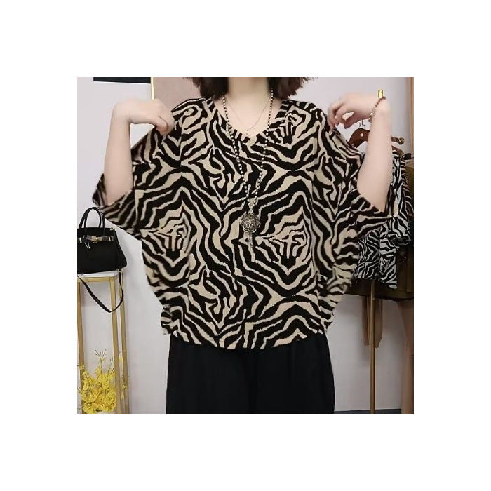 【💥50%OFF】 (40kg-110kg) 2024 tricou popular la modă cu mânecă mijlocie pentru reducerea vârstei, acoperirea pielii și slăbire