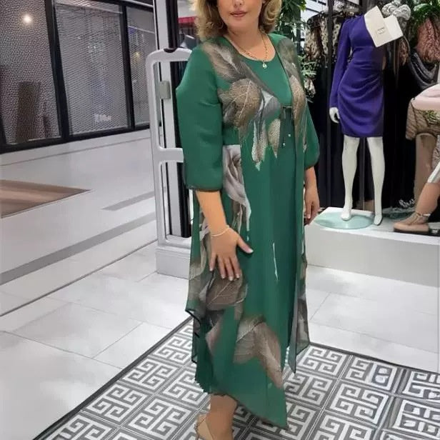 【S-5XL】 2024 noua rochie verde florala