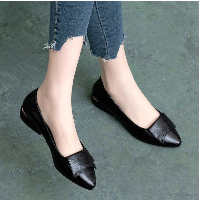 【35-40】Pantofi din piele noi talpa plată antiderapantă, confortabili și respirabili