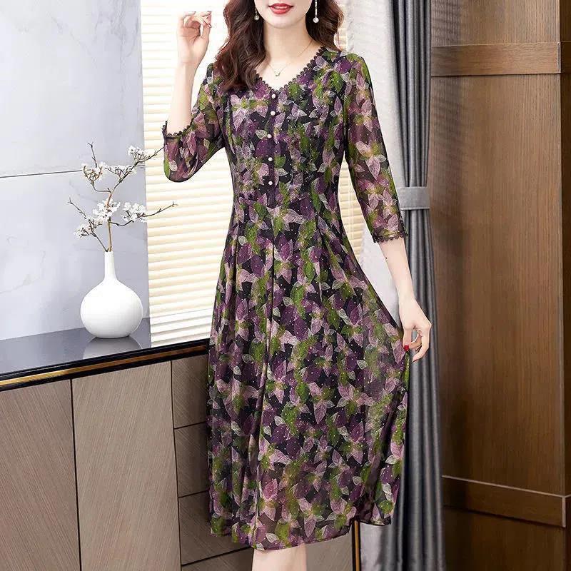 【M - 4XL】Rochie la modă cu imprimeu cu decolteu în V