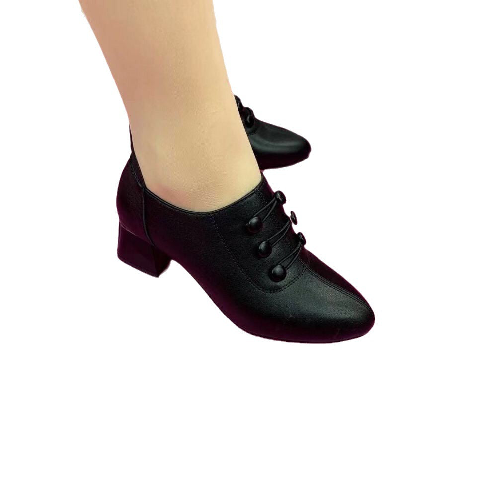 【35-40】2023 Pantofi cu toc mijlociu, casual, din piele naturală, la modă nouă
