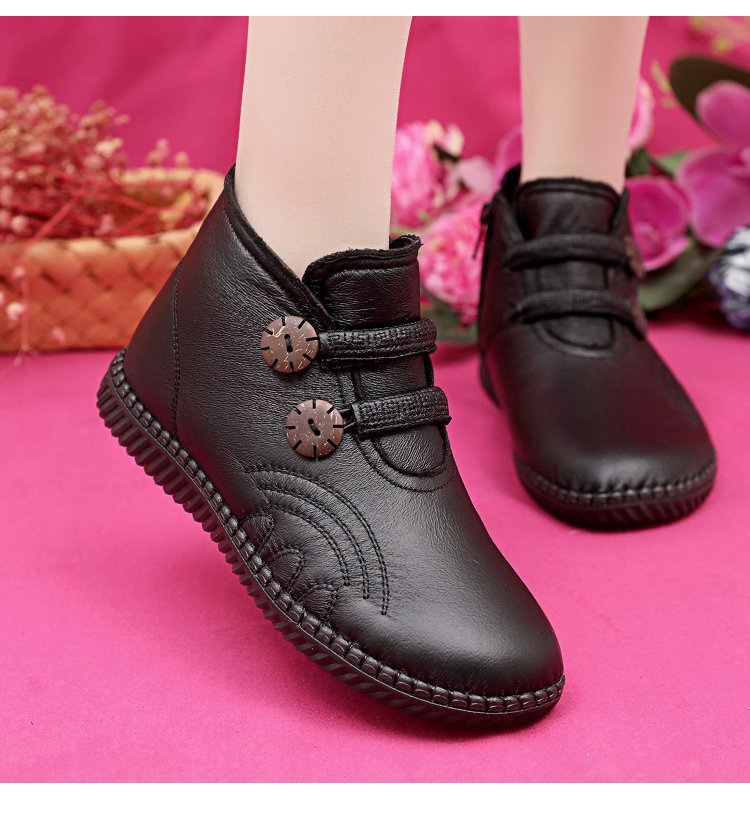 【35-40】Pantofi antiderapanti dama din piele de toamna si iarna lucrati manual italian