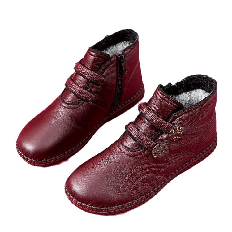【35-40】Pantofi antiderapanti dama din piele de toamna si iarna lucrati manual italian