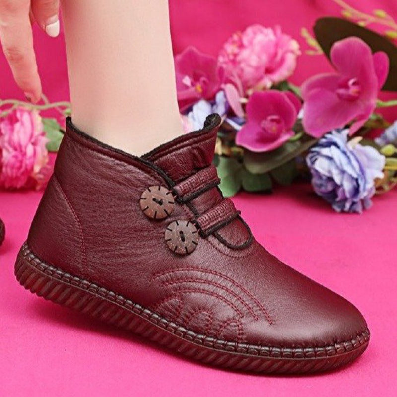 【35-40】Pantofi antiderapanti dama din piele de toamna si iarna lucrati manual italian