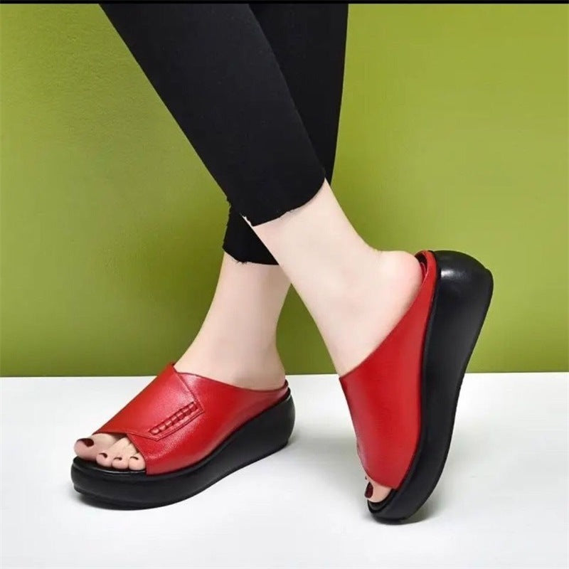 【35-40】Retro Soft Sole Slope Heel Papuci de casă