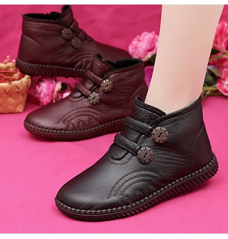 【35-40】Pantofi antiderapanti dama din piele de toamna si iarna lucrati manual italian