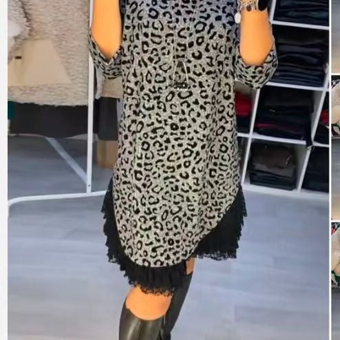 🥰【S-3XL】Rochie nouă din dantelă îmbinată la modă de iarnă, confortabilă și caldă