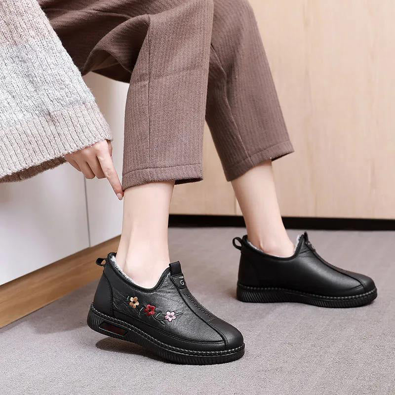 Pantofi pentru mamă de vârstă mijlocie și în vârstă, căptușiți cu fleece, căptușiți cu bumbac