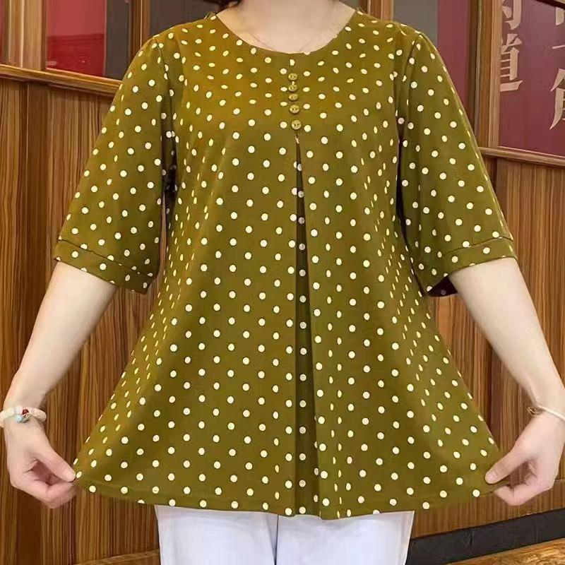 【Cumpărați 1 obțineți 1 gratuit】【50-100kg】Top de damă cu buline cu gât