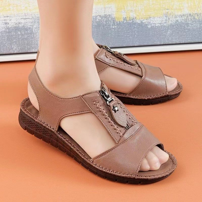 2024 New Sandale noi Flat plat din piele naturală moale non-alunecare Soft Sole pantofi