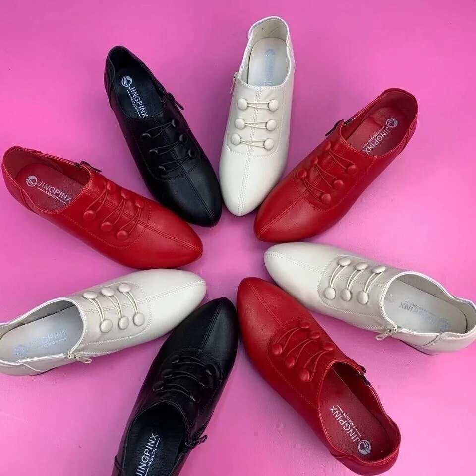 【35-40】2023 Pantofi cu toc mijlociu, casual, din piele naturală, la modă nouă