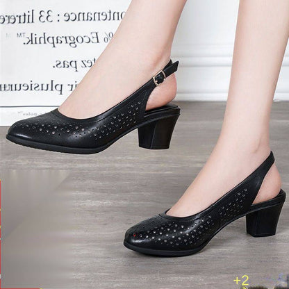 👡【35-41】2024 sandale noi din piele moale, cu toc gros, cu talpă moale