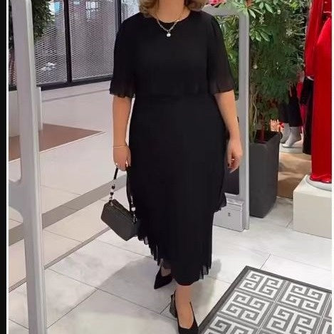 🔥50% REDUCERE🔥Rochie largi, de culoare uni, cu decolteu rotund, cu jumătate de mânecă