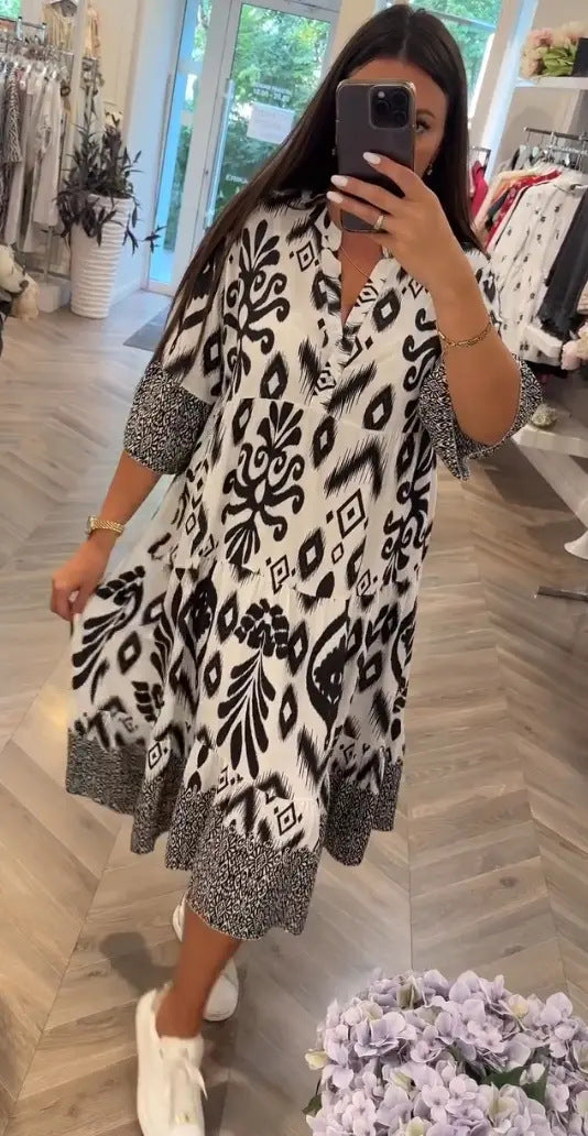 🔥[S-5XL] Rochie color block cu model elegant și confortabil