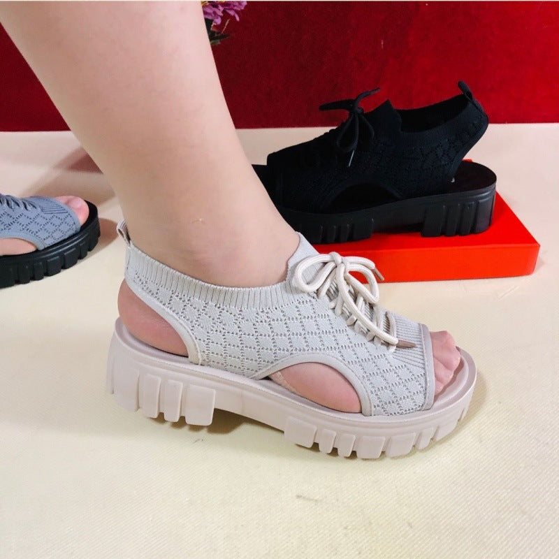 👟【35-40】Sandale sport din țesătură cu muscă cu platformă în stil nou pentru femei