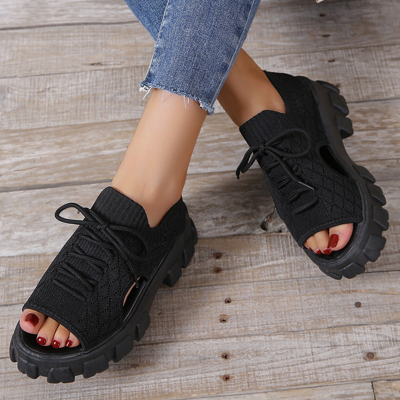 👟【35-40】Sandale sport din țesătură cu muscă cu platformă în stil nou pentru femei