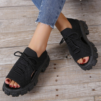 👟【35-40】Sandale sport din țesătură cu muscă cu platformă în stil nou pentru femei