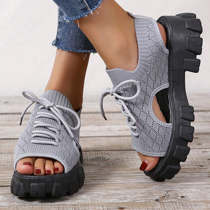 👟【35-40】Sandale sport din țesătură cu muscă cu platformă în stil nou pentru femei