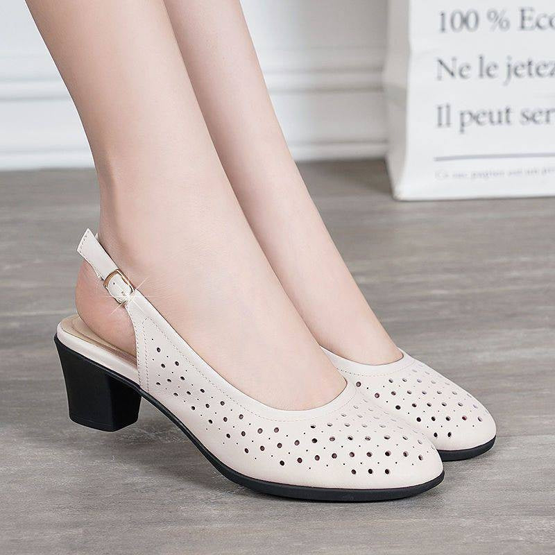 👡【35-41】2024 sandale noi din piele moale, cu toc gros, cu talpă moale