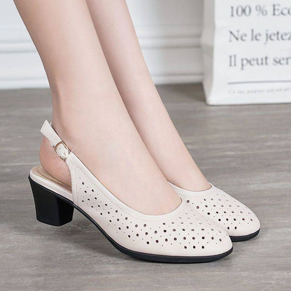 👡【35-41】2024 sandale noi din piele moale, cu toc gros, cu talpă moale