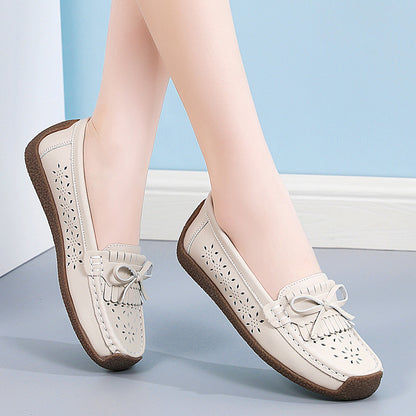 【50%OFF】【35-44】Pantofi de damă din piele de vară, pantofi ajurat cu ciucuri respirabil