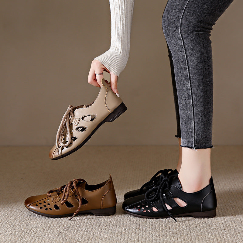 【36-41】Sandale cu talpă moale cu goluri de modă retro