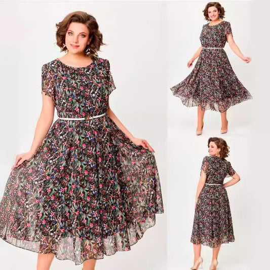 【S - 5XL】Rochie vintage imprimata eleganta