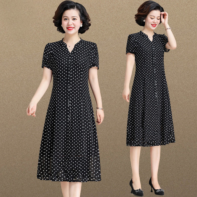 【L - 5XL】Rochie cu imprimeu buline