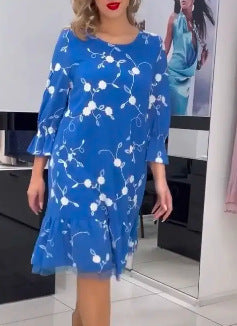 【S-5XL】❤️2024 rochie nouă de primăvară albastră florală