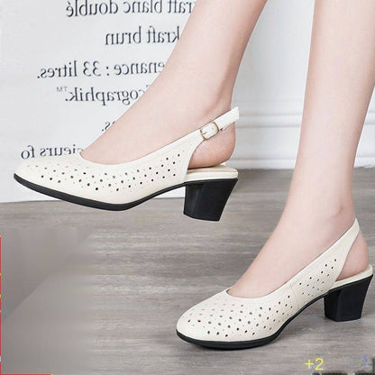 👡【35-41】2024 sandale noi din piele moale, cu toc gros, cu talpă moale