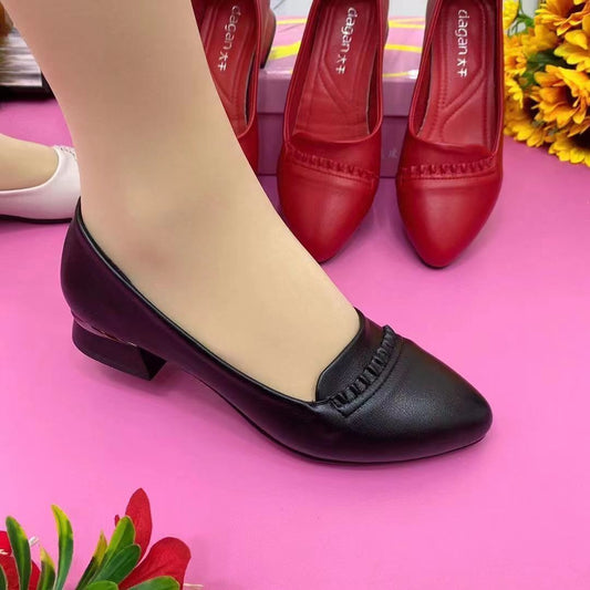 【35-40】Pantofi de damă cu vârf rotund din piele naturală cu talpă moale