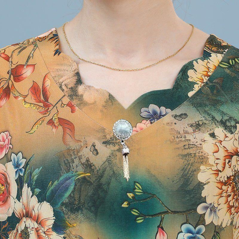 【XL- 5XL】Rochie din sifon floral cu decolteu in V