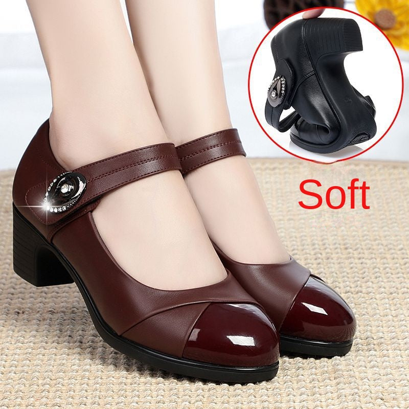 【35-42】Pantofi de damă cu vârf rotund din piele naturală cu talpă moale
