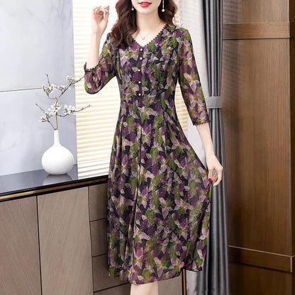 【M - 4XL】Rochie la modă cu imprimeu cu decolteu în V