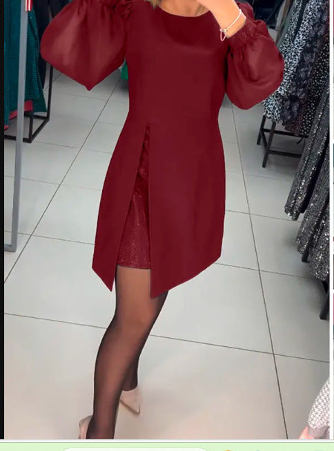 😍🎉Rochie frantuzeasca retro cu decolteu rotund cu maneci bufante, 2024 rochie cu talie cu temperament nou
