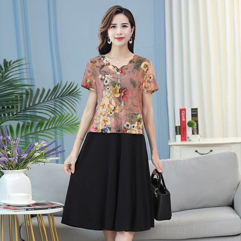 【XL- 5XL】Rochie din sifon floral cu decolteu in V